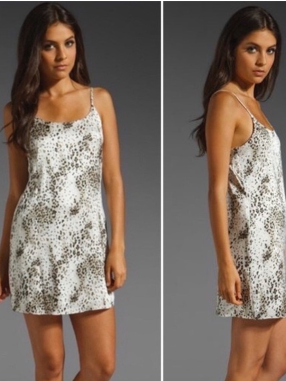 ALICE + OLIVIA Slip Dress Safari Print Silk Cream Tan Mini Women’s Size small